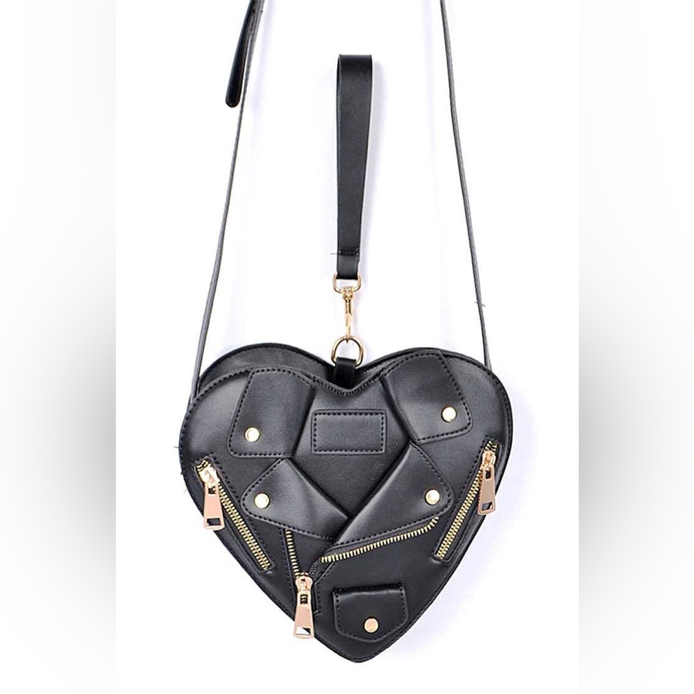 Gold Moschino Inspired Leather Heart Crossbody Bag